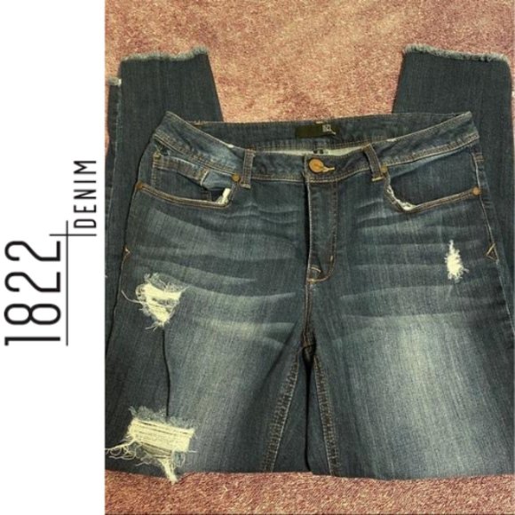 1822 Denim Denim - 1822 DENIM Mid Rise Distressed Jeans, Size 12